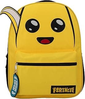 Fortnite Peely Backpack for Boys & Girls, 16 Inch Nylon Twill Big Face Schoolbag W/Nana Zipper Pull, Yellow