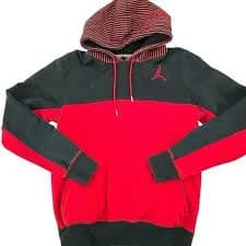 Nike Jordan Flight Classic Hoodie Stripe Hood Red / Black 619442-014 Mens S‎