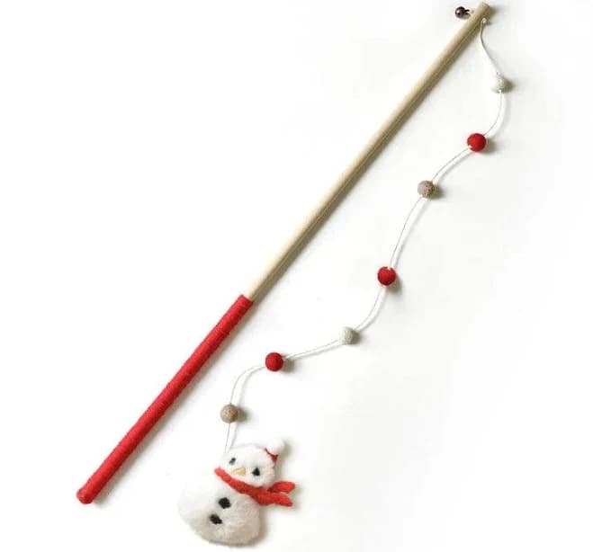 Christmas Feather Teaser Wand Toy for Cats