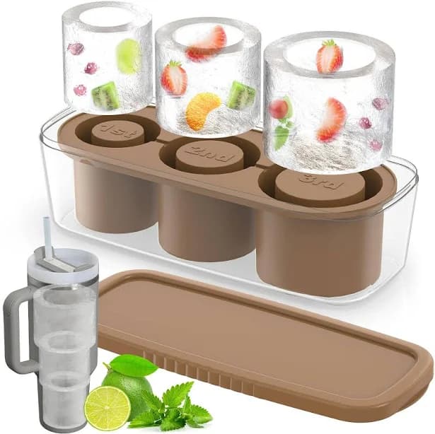 3 Silicone Hollow Cylinder Ice Cubes Mold for Freezer