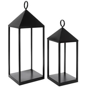Industrial Open Metal Lantern Set