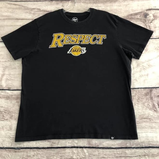 47 Los Angeles Lakers Shirt L Mens Black Yellow Respect Logo La Nba