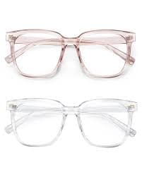 PANNER 2Pack Oversized Blue Light Blocking Glasses for Women Men Square Computer Eyeglasses Reduce Eyestrain(Clear+Apticot) : Amazon.ae: Health