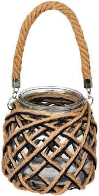 Vickerman 7" Glass Jar with Woven Jute Handle