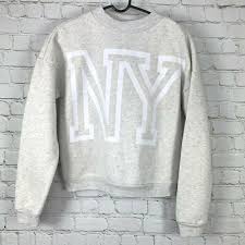 Aeropostale Crop Sweatshirt NY size M Mock Neck Light Gray Chunky Boyfriend | eBay
