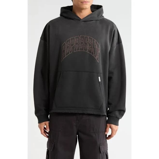 Represent Men Embellished Hoodie Cotton Sweatshirt