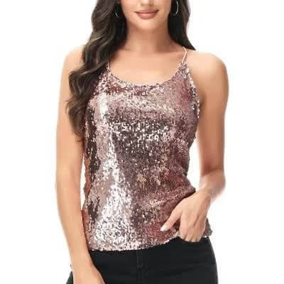 Shimmering Spaghetti Strap Tank by Anna-Kaci