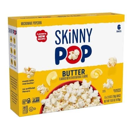 Skinnypop Butter Microwave Popcorn Snack, 2.8 oz Bag (6 Count), Size: 16.8 oz