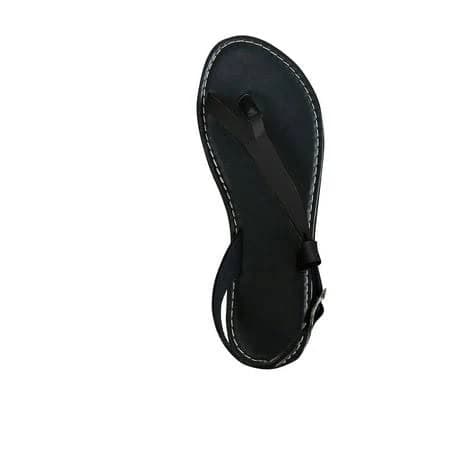Women's Leather Thin Strap A Flat Toe Clip Roman Sandals