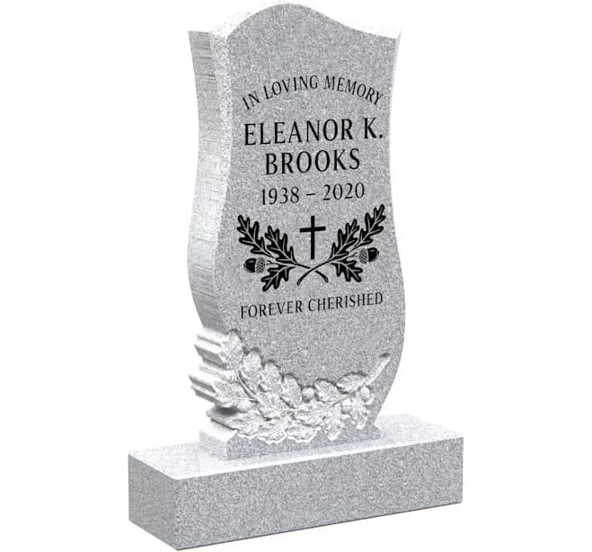 Elegant Granite Headstone with Leaf Engraving