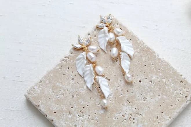 Leaf & Pearl Gold Filled Earrings