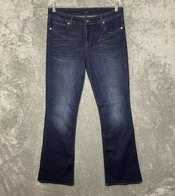 Edyson Women Dark Indigo Wash Bootcut Flared Mid Rise Stretch Denim