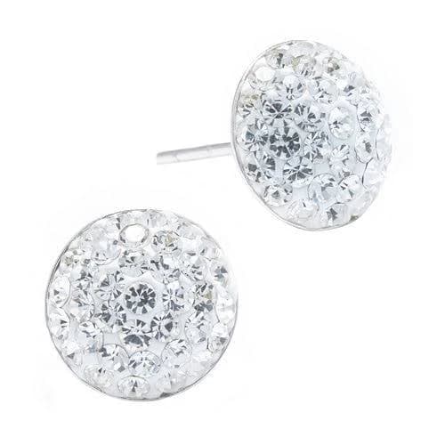 Sterling Silver Round Crystal Stud Earrings