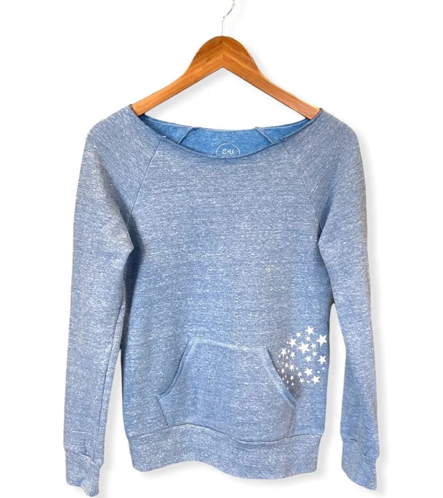 Stars Confetti Graphic Pocket Sweatshirt
