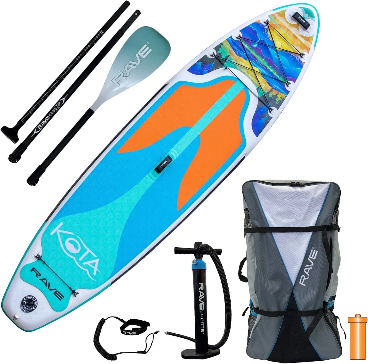 Rave Sports Kota Mountain Lake Inflatable Stand Up Paddle Board Package