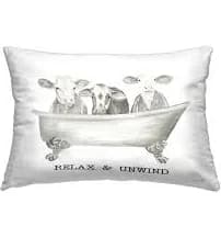 Relax Unwind Cow Tub Decorative Printed Throw Pillow Design by Cindy Jacobs, 14 x 7 x 20