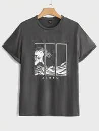ANEWSTA MEN Men's Summer Wave Printed Round Neck Short Sleeve Casual T-Shirt, Emo, 2000s Style | SHEIN EUR