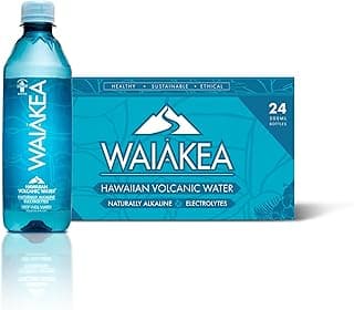 Waiakea Hawaiian Volcanic Water, Naturally Alkaline, 100% Oceanplast Recycled Bottle, 500ml - Pack of 24