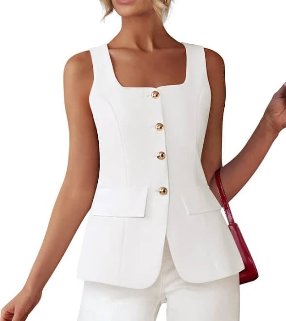 Women's Dressy Casual Square Neck Sleeveless Suit Vest