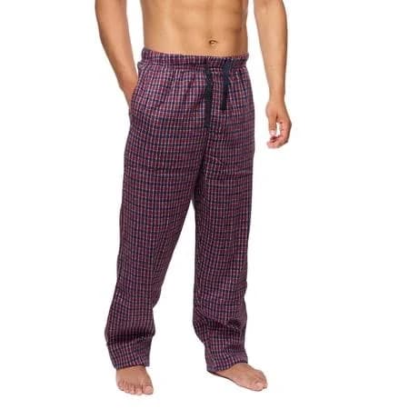 Active Club Mens Flannel Pajama Pants Soft Sleep & Lounge Pants with Pockets & Adjustable Drawstring Plaid Lounge Bottoms (Red Blue Plaid, Small),