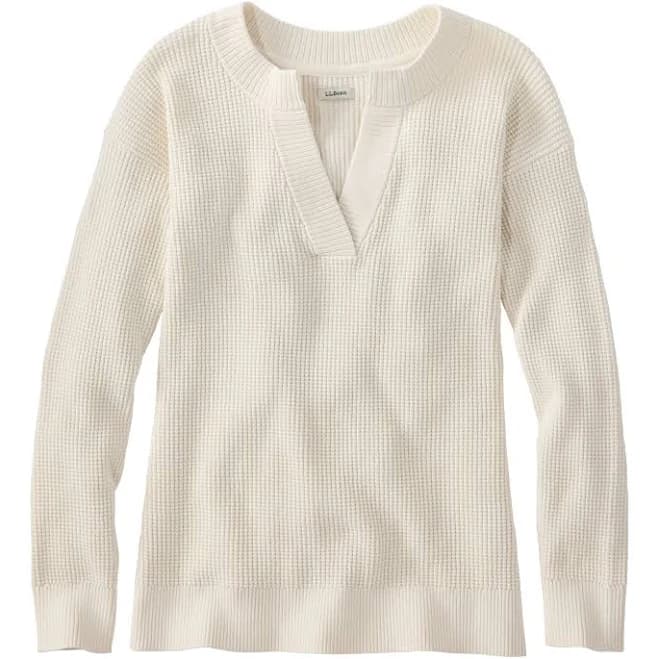 L.L.Bean Women's Splitneck Waffle Sweater