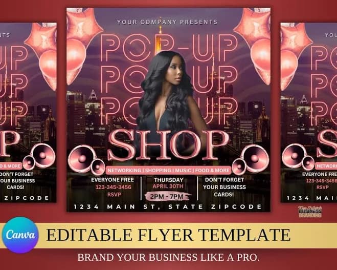 Pop-Up Shop Flyer Canva Template | Editable Business Event Flyer | Digital Marketing Flyer | Small Business Promotion | Instant Download