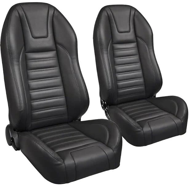 2018 Mustang Pro-Series Sport High Back Seats; Black Madrid Vinyl with Grabber Blue Stitching (15-23 Mustang)