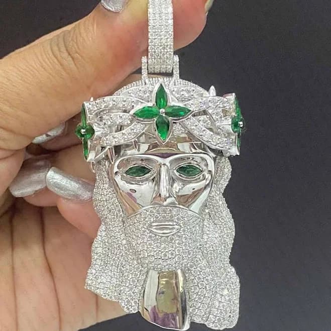 925 Sterling Silver Iced Out Moissanite Jesus Pendant Necklace