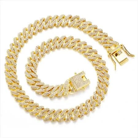 Miami Cuban Link Chain Necklace with Diamond Prong