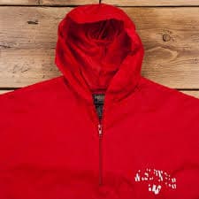 Vintage Steve & Barry's Windbreaker Jacket M 90s Hooded Pullover Red Zip - Etsy