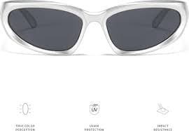 EveryTrail Trendy Wrap Around Sunglasses for Women Men Y2K Futuristic Swift Oval Polarized Tinted Sports Glasses at Amazon Women's Clothing store