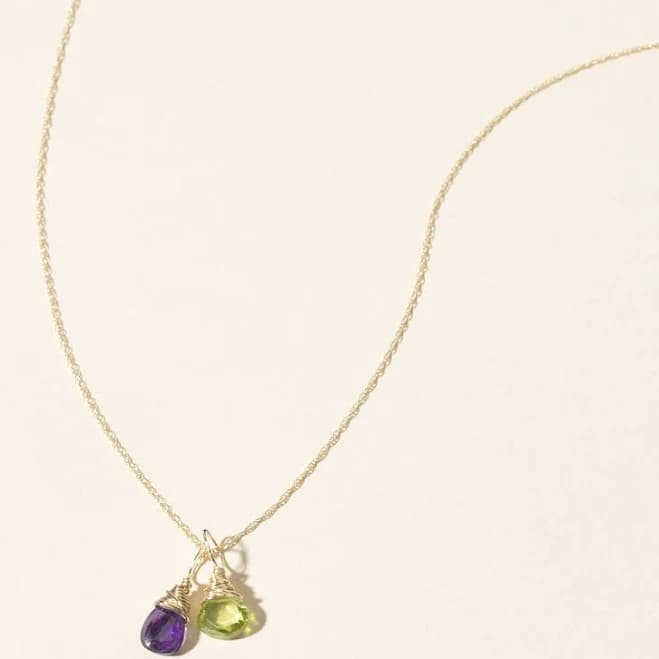 Gold Fill Personalized Birthstone Charm Necklace
