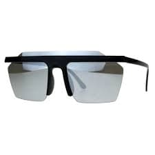 Mens Rimless Exposed Lens Color Mirror Plastic Frame Flat Top Sunglasses Black Mirror - Walmart.com