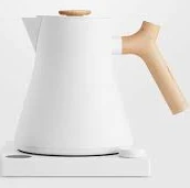 Fellow Corvo EKG Pro Electric Tea Kettle in Matte White with Maple Accents