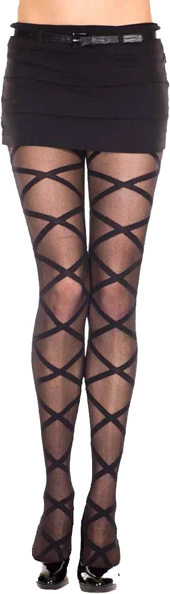 Luxury Divas Sheer Criss Cross Hosiery Tights
