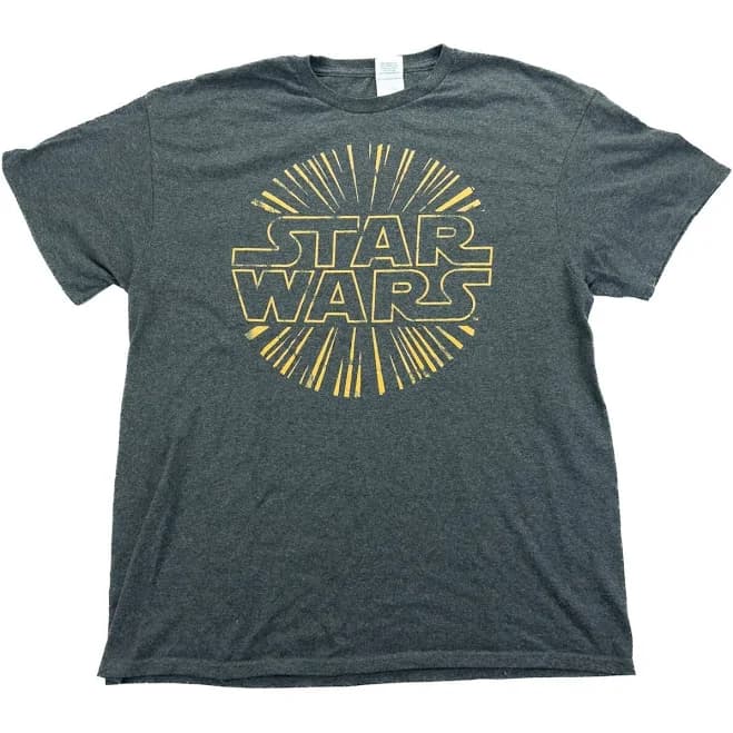 Star Wars T Shirt Gray Yellow Graphics Soft 50/50 Blend 42 In Chest