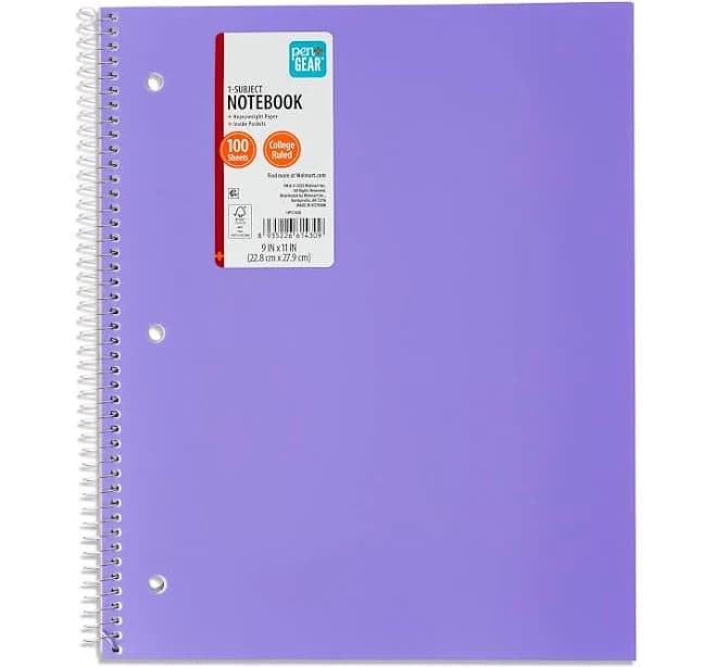 Pen+gear College Ruled Poly 1-Subject Notebook