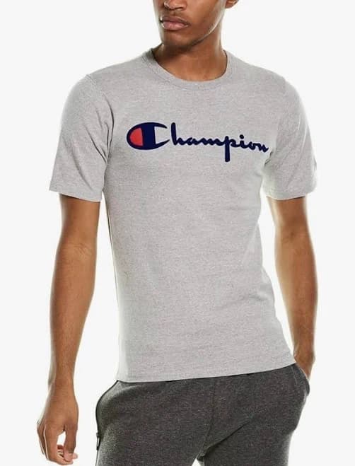 Champion Men's Script Logo T-shirt Size Gray Small Heritage Tee