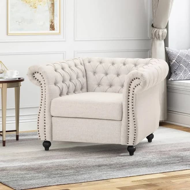 Noble House Westminster Chesterfield Fabric Club Chair