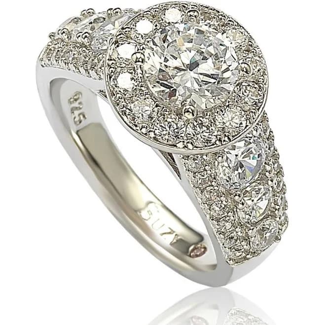 Suzy Levian Sterling Silver White Cubic Zirconia Engagement Ring