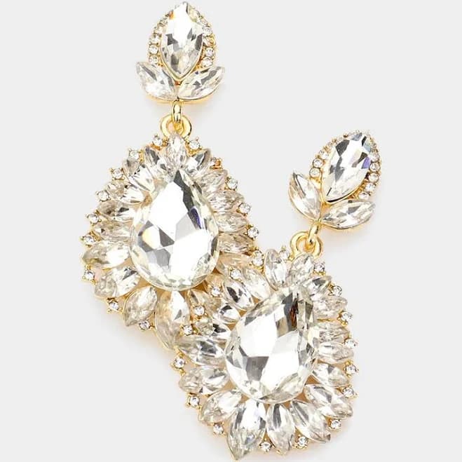 L&M Bling Teardrop Marquise Gold Earrings