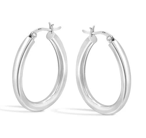 Classic Oval Silver Hoop Earring