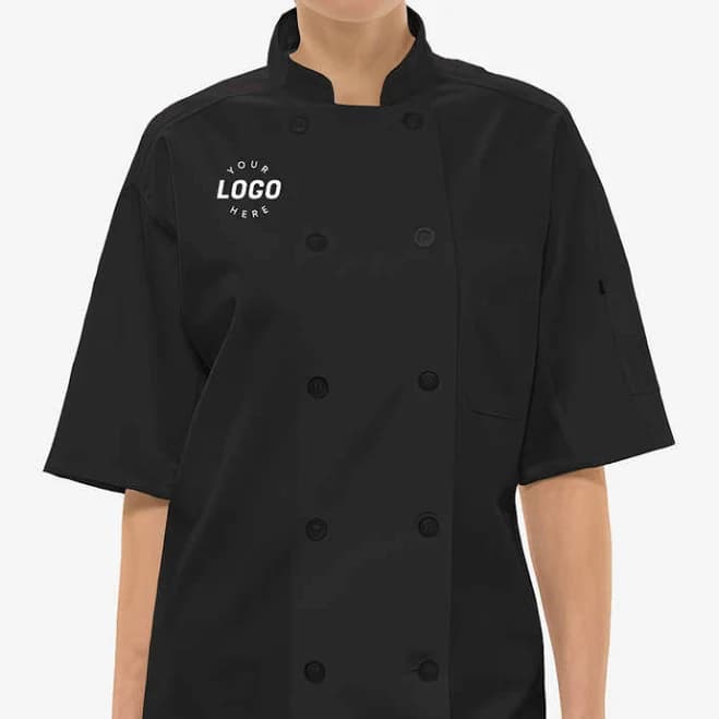 Sample - Edwards 10 Button Mesh Back Short Sleeve Chef Coat - Black - Size S