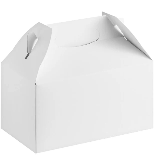 Choice 9 1/2" x 5" x 5" White Barn Take-Out Lunch / Chicken Box with Handle - 125/Case