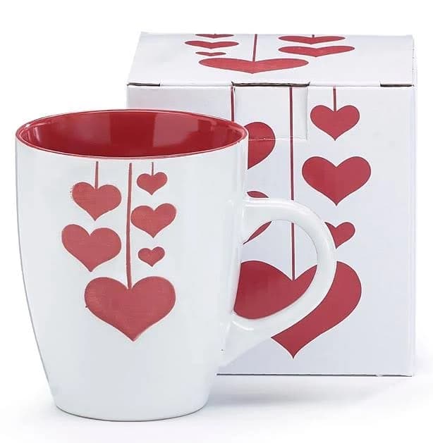 Burton+burton White Mug with Red Hanging Hearts