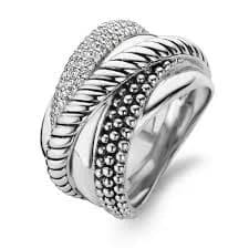 Six Entwined Bands Pave Sterling Silver Milano Ring