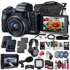 Canon EOS M50 Mirrorless Camera W/ 15 45mm Lens Black 2680C011 Pro Bundle (International Version) 2680C011_EDII6_3 - Best Buy
