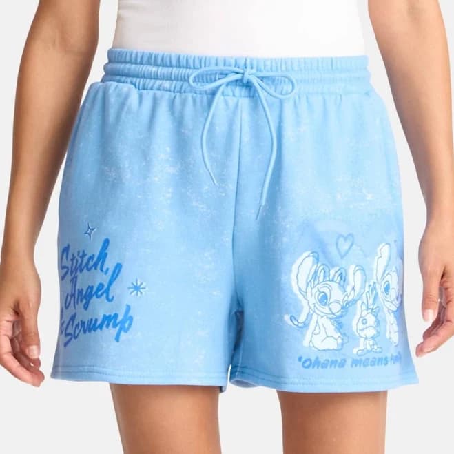 Disney Lilo & Stitch Angel and Scrump Graphic Fleece Shorts