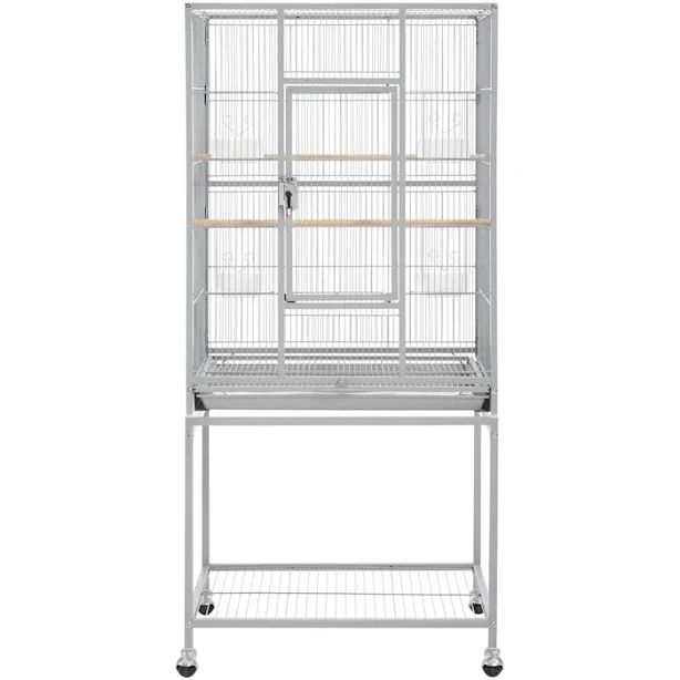 Topeakmart Light Gray Metal Bird Cage