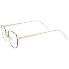True Vintage Metal Square Eyeglasses Slim Metal Arms 46mm (Gold Black / Clear) - Walmart.com